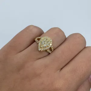 14K Cherish Halo Pear Diamond Engagement Ring