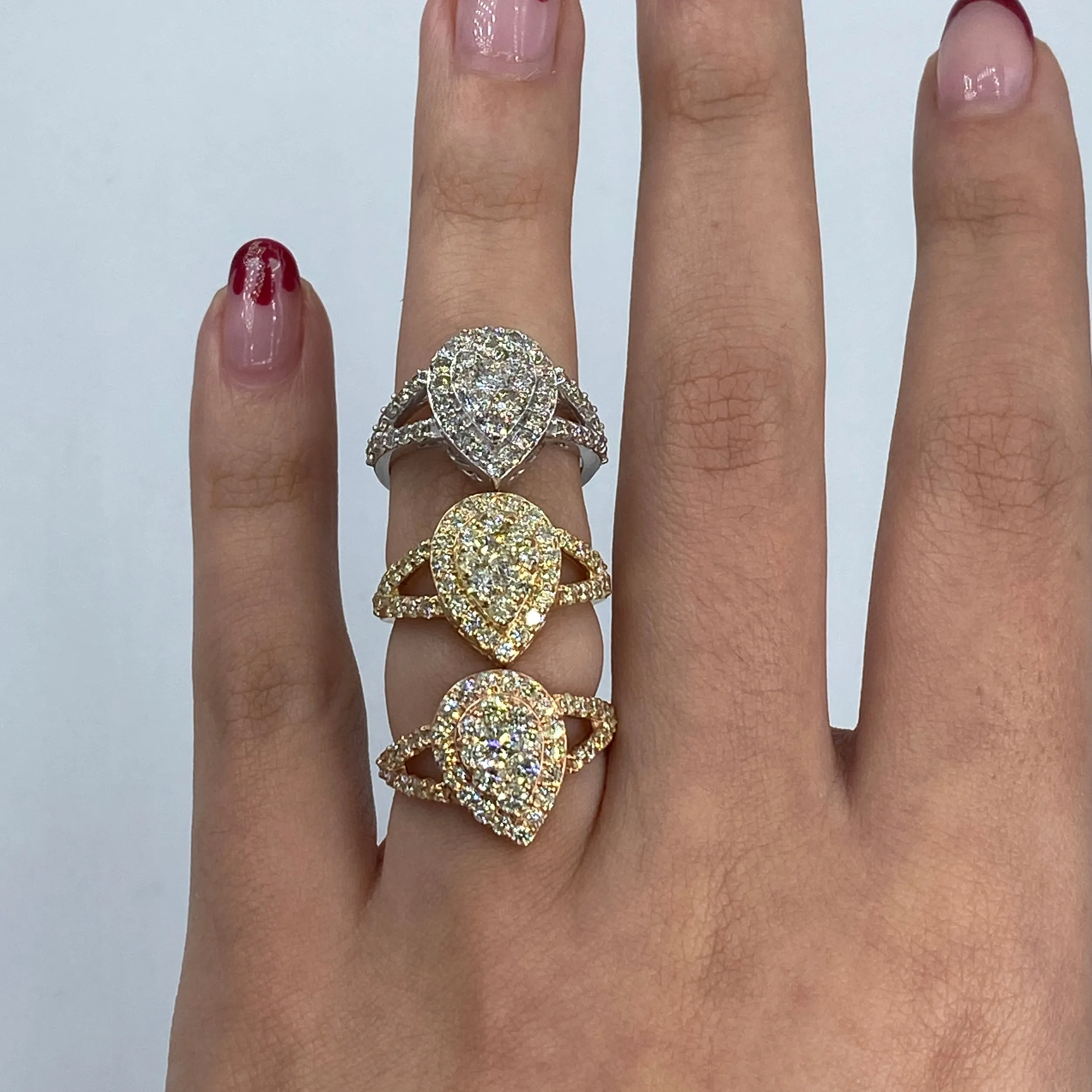 14K Cherish Halo Pear Diamond Engagement Ring