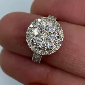 14K Circle 3D Flower Diamond Engagement Ring