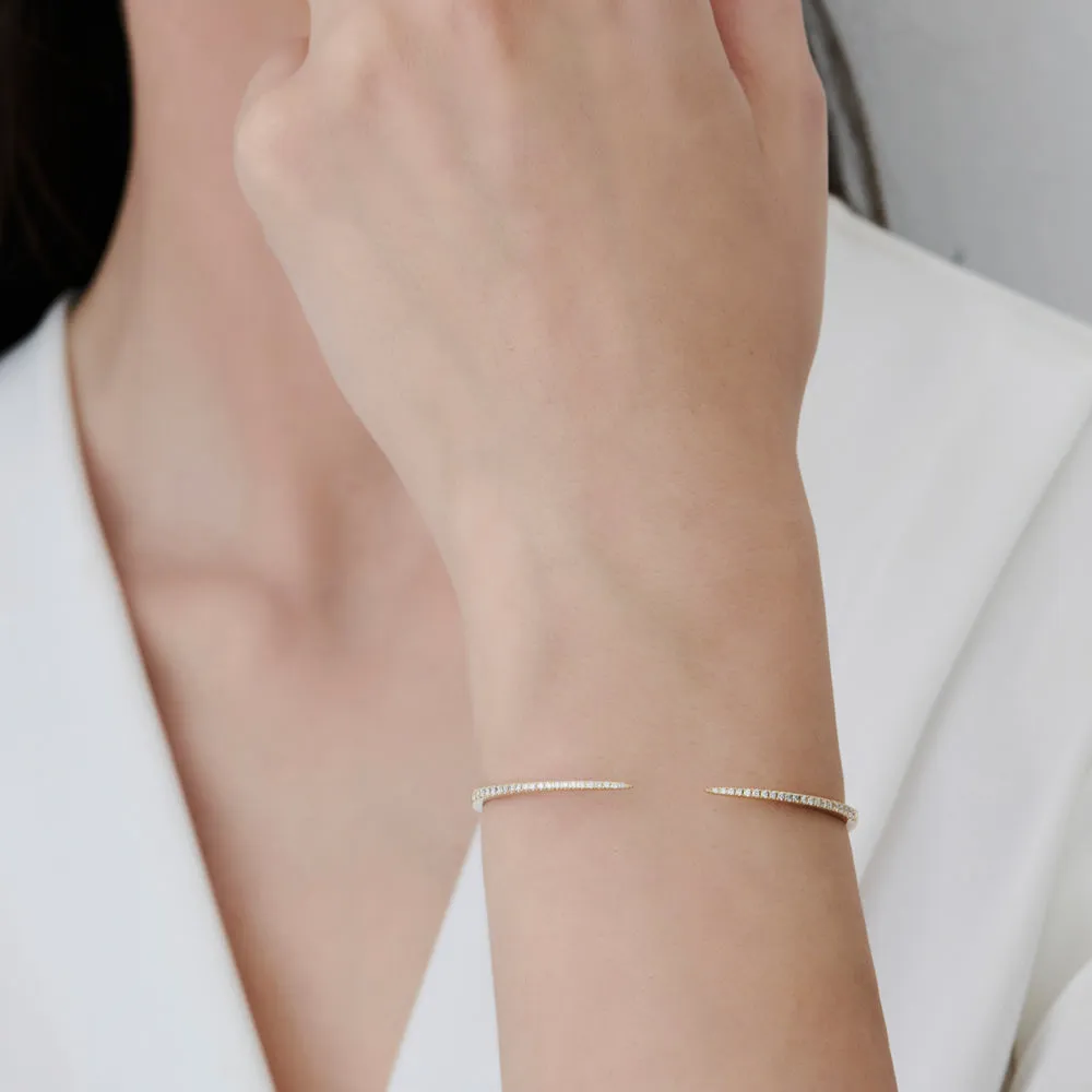 14k Cuff Diamond Bangle Bracelet 0.50 ctw