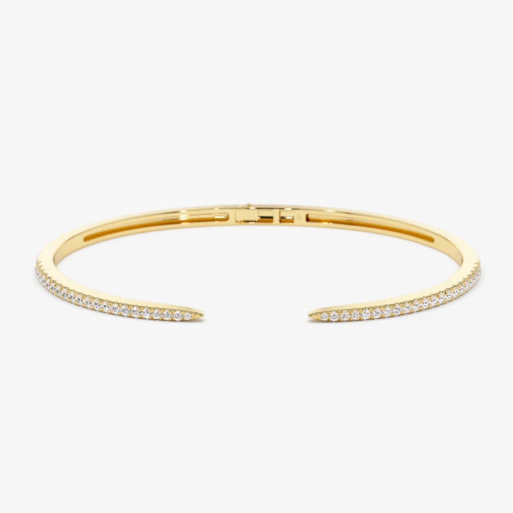 14k Cuff Diamond Bangle Bracelet 0.50 ctw