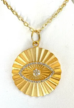 14k Diamond Evil Eye Pendant