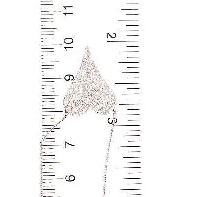 14K Diamond Pave Heart Necklace White Gold 0.53ctw