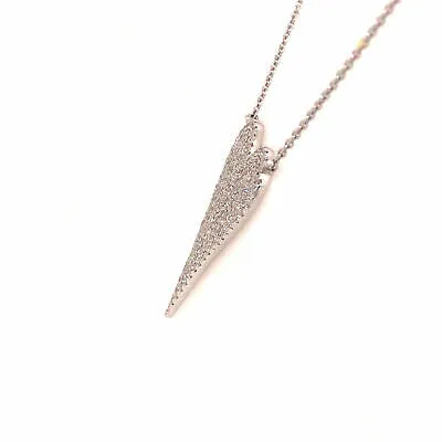14K Diamond Pave Heart Necklace White Gold 0.53ctw