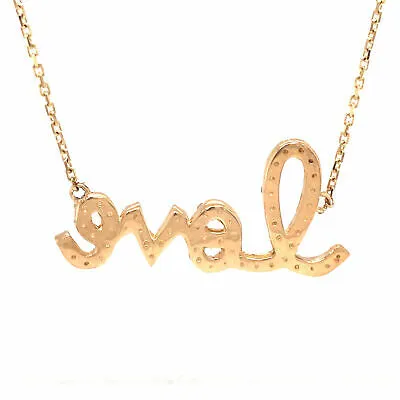 14K Diamond Script LOVE Necklace Yellow Gold