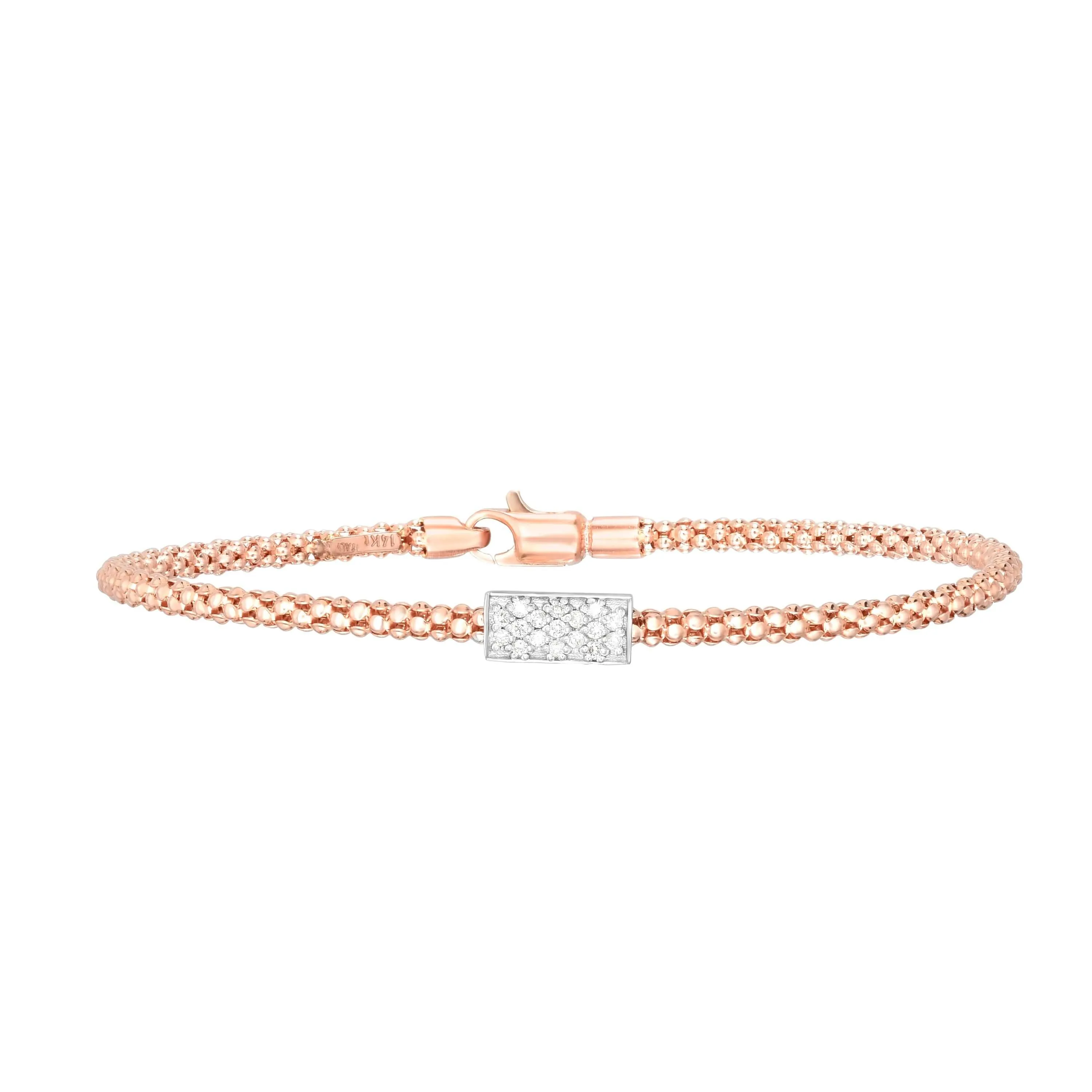 14K Gold & Pavé Diamond Bar Prosecco Bracelet