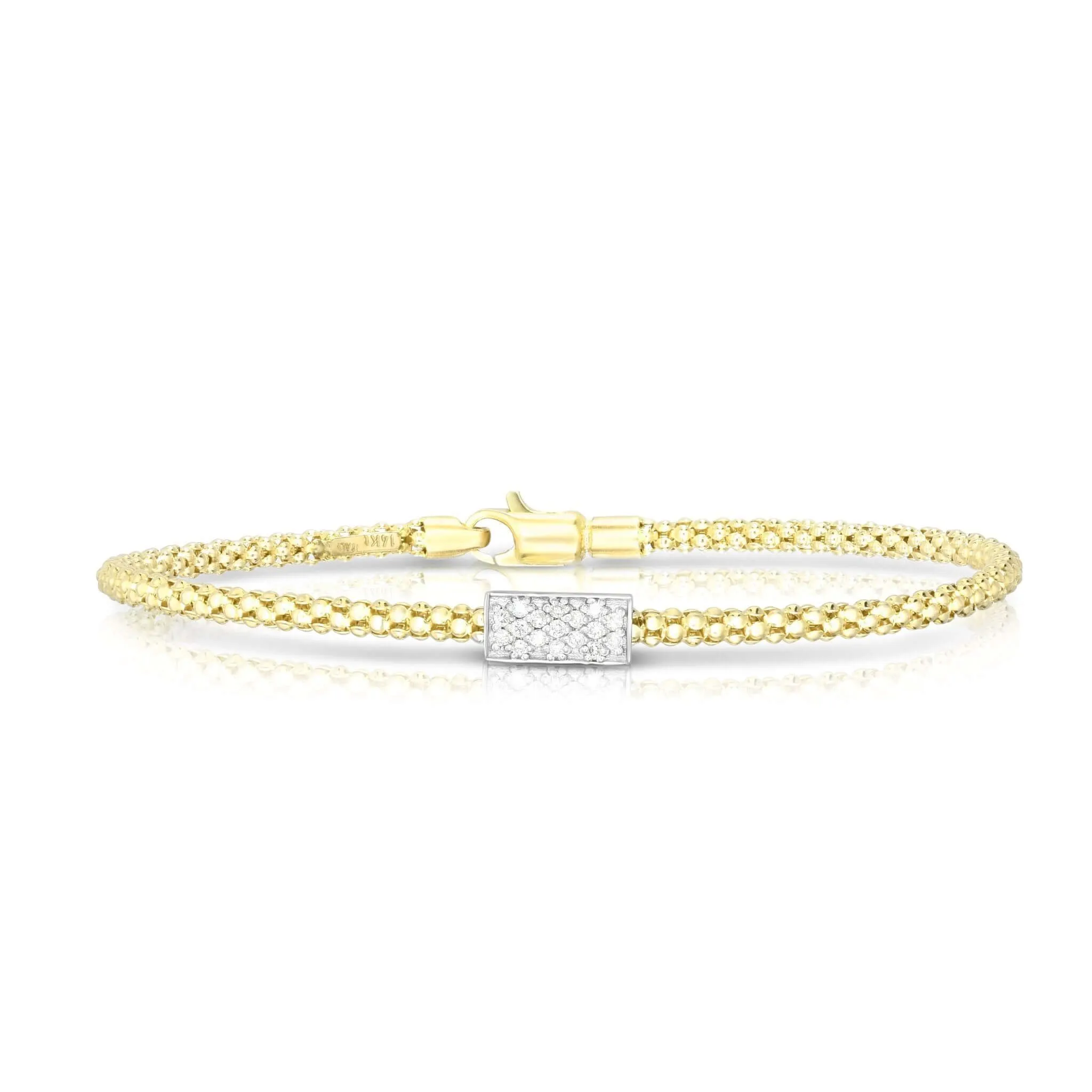 14K Gold & Pavé Diamond Bar Prosecco Bracelet