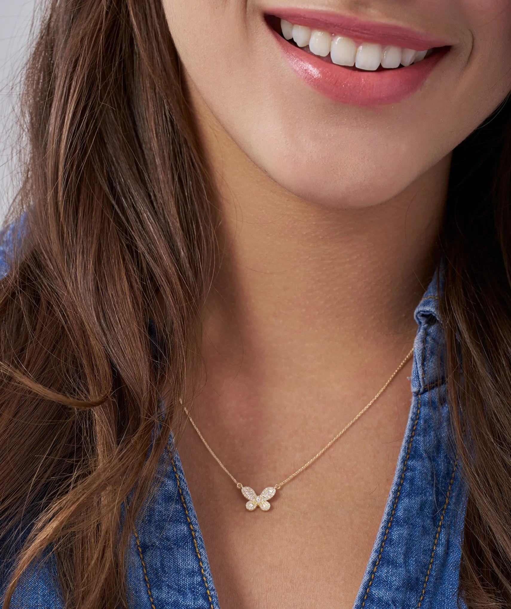14K Gold Butterfly Diamond Pendant