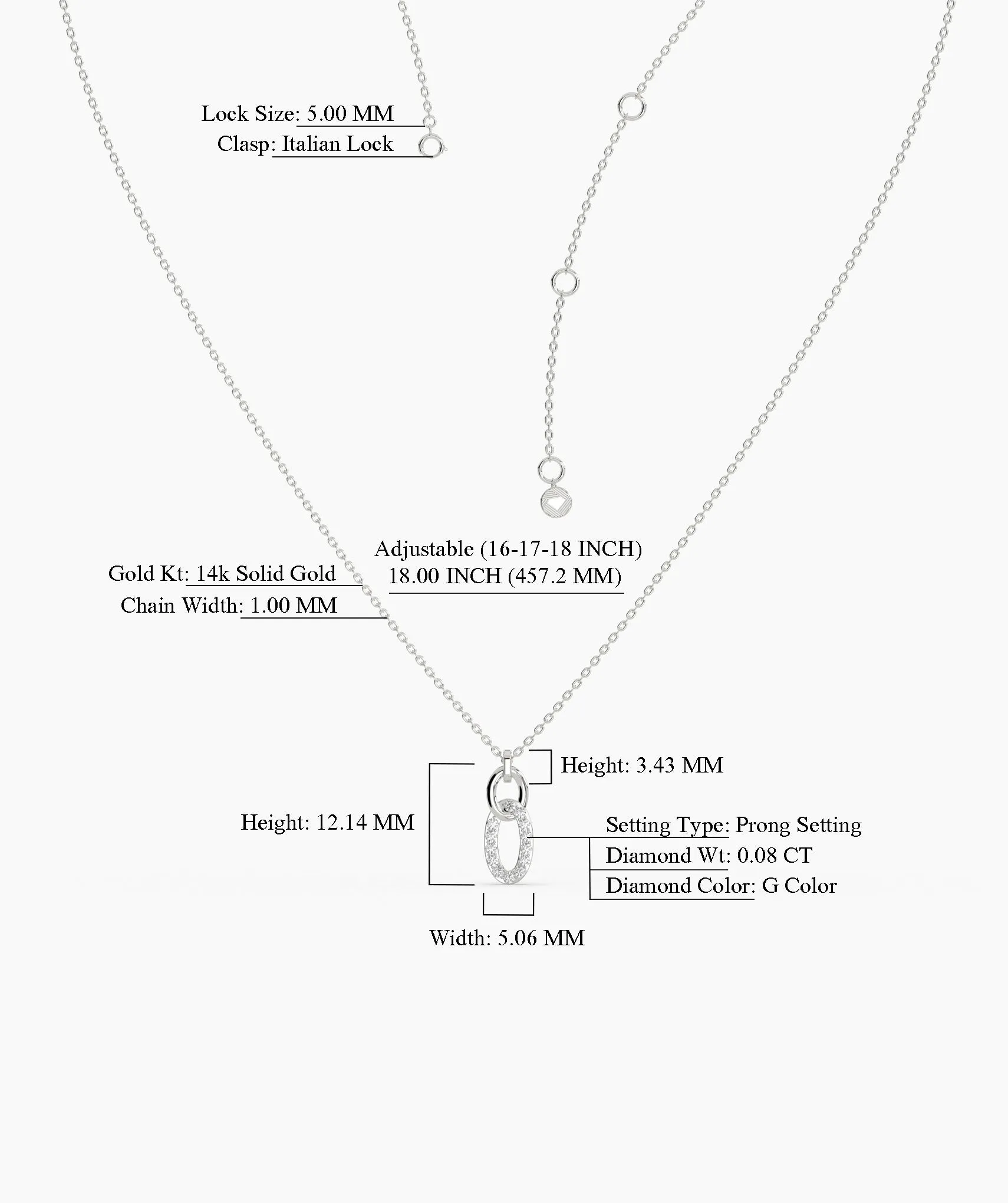 14k Gold Diamond Link Pendant