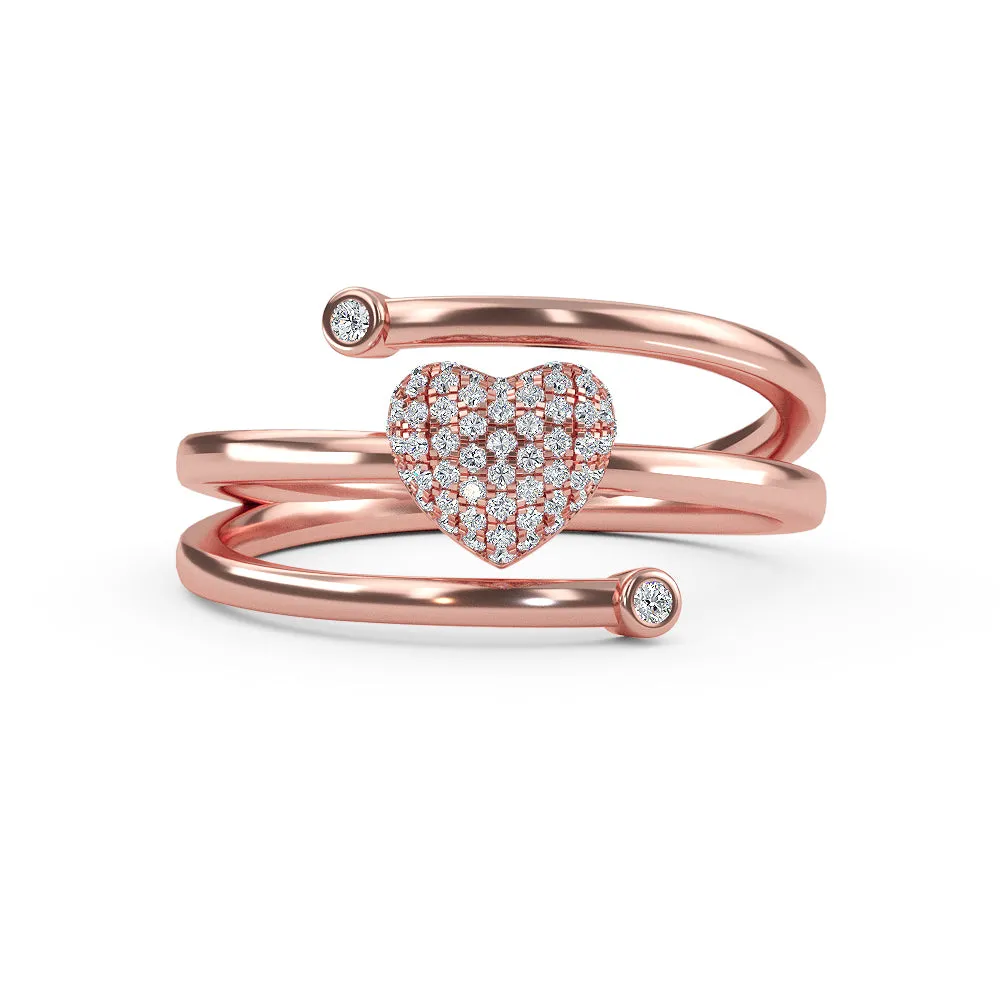 14K Gold Heart Diamond Ring