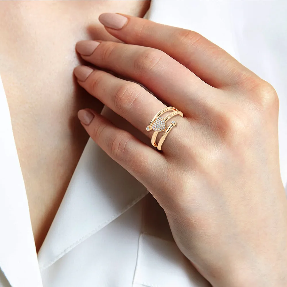 14K Gold Heart Diamond Ring