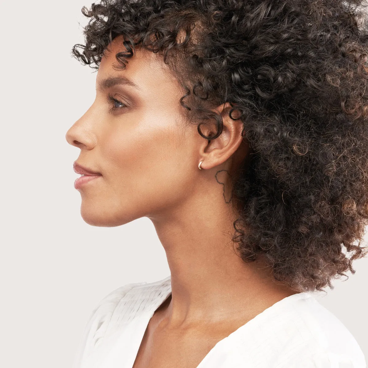 14K Gold J-Shaped Mini Open Hoop Earrings