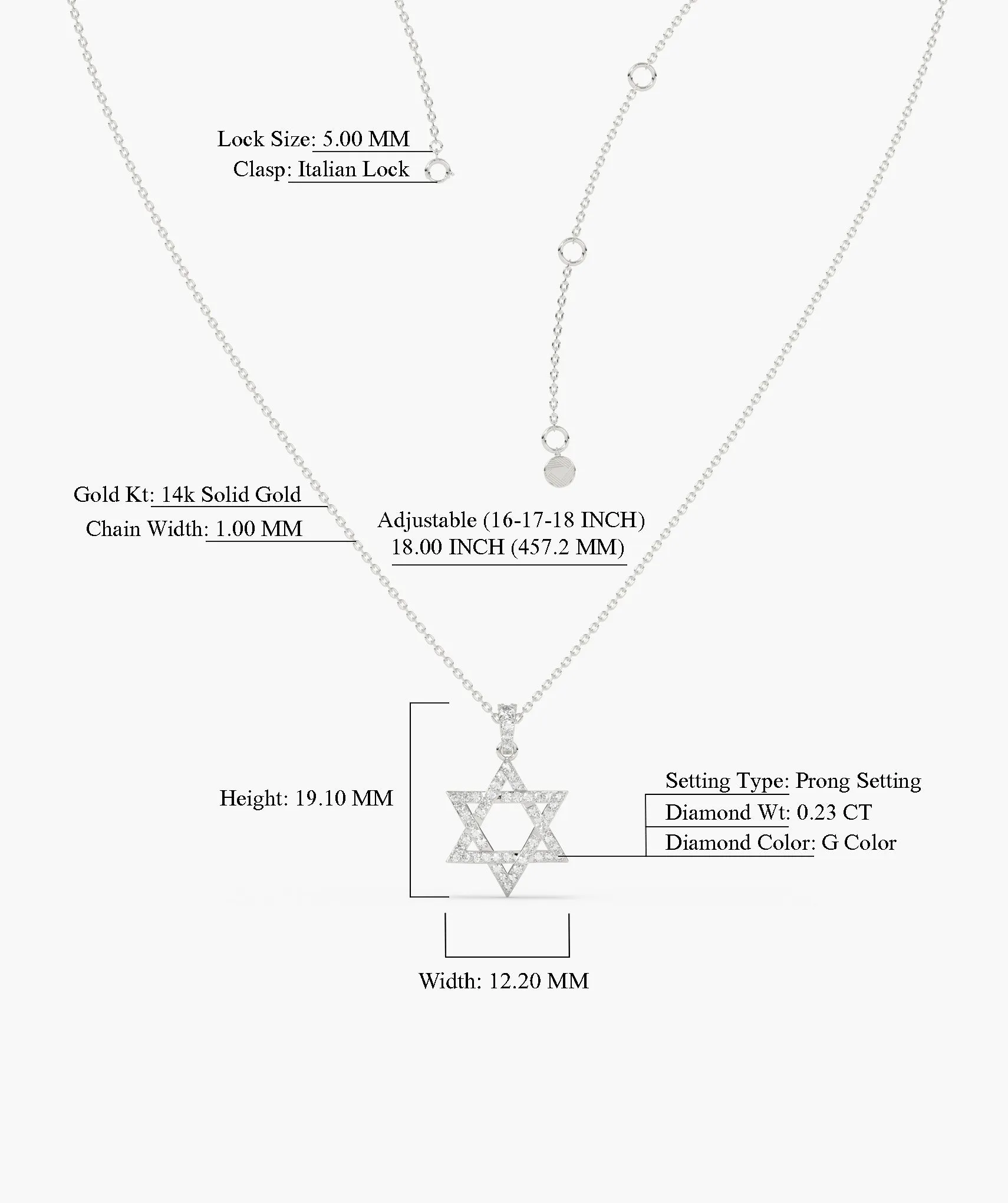 14K Gold Star of David Pendant
