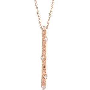 14K Rose .07 CTW Diamond Vintage-Inspired 16-18" Necklace