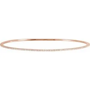 14K Rose 1 CTW Diamond Stackable Bangle 8" Bracelet