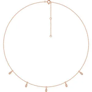 14K Rose 1/10 CTW Diamond 5-Station 16-18" Necklace