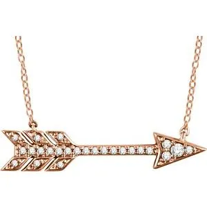 14K Rose 1/10 CTW Diamond Arrow 18" Necklace