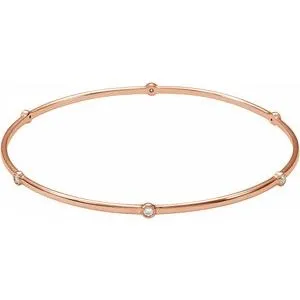 14K Rose  1/4 CTW Diamond Bezel-Set Bangle 8" Bracelet