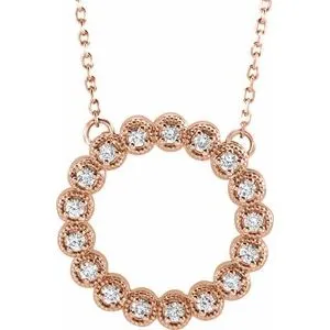 14K Rose 1/4 CTW Diamond Circle 16-18" Necklace