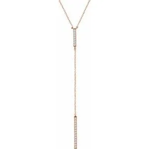 14K Rose 1/5 CTW Diamond Bar "Y" 16-18" Necklace