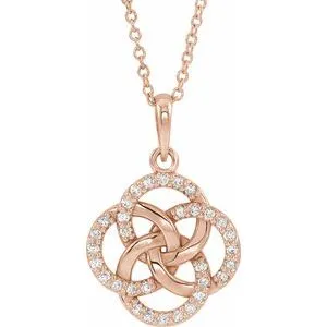 14K Rose 1/8 CTW Diamond Five-Fold Celtic Necklace