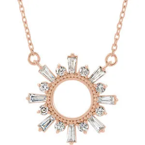 14K Rose 3/8 CTW Diamond Circle 16" Necklace