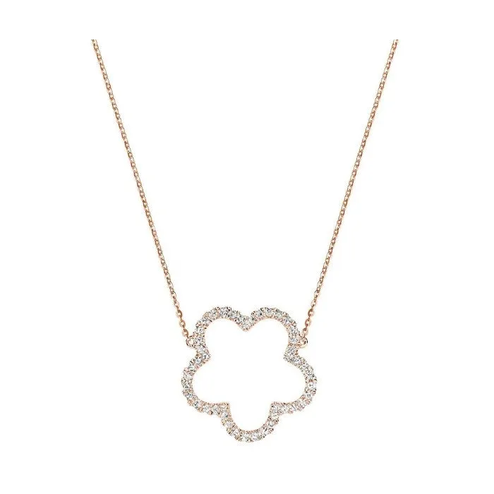 14K Rose Gold (0.21ct) Diamond Open Clover Necklace