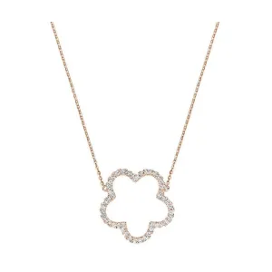 14K Rose Gold (0.21ct) Diamond Open Clover Necklace