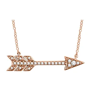 14k Rose Gold 1/10 CTW Diamond Arrow Necklace