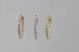 14k Rose Gold 1.45ct G SI1 Round Diamond Inside/Outside hoop Earrings