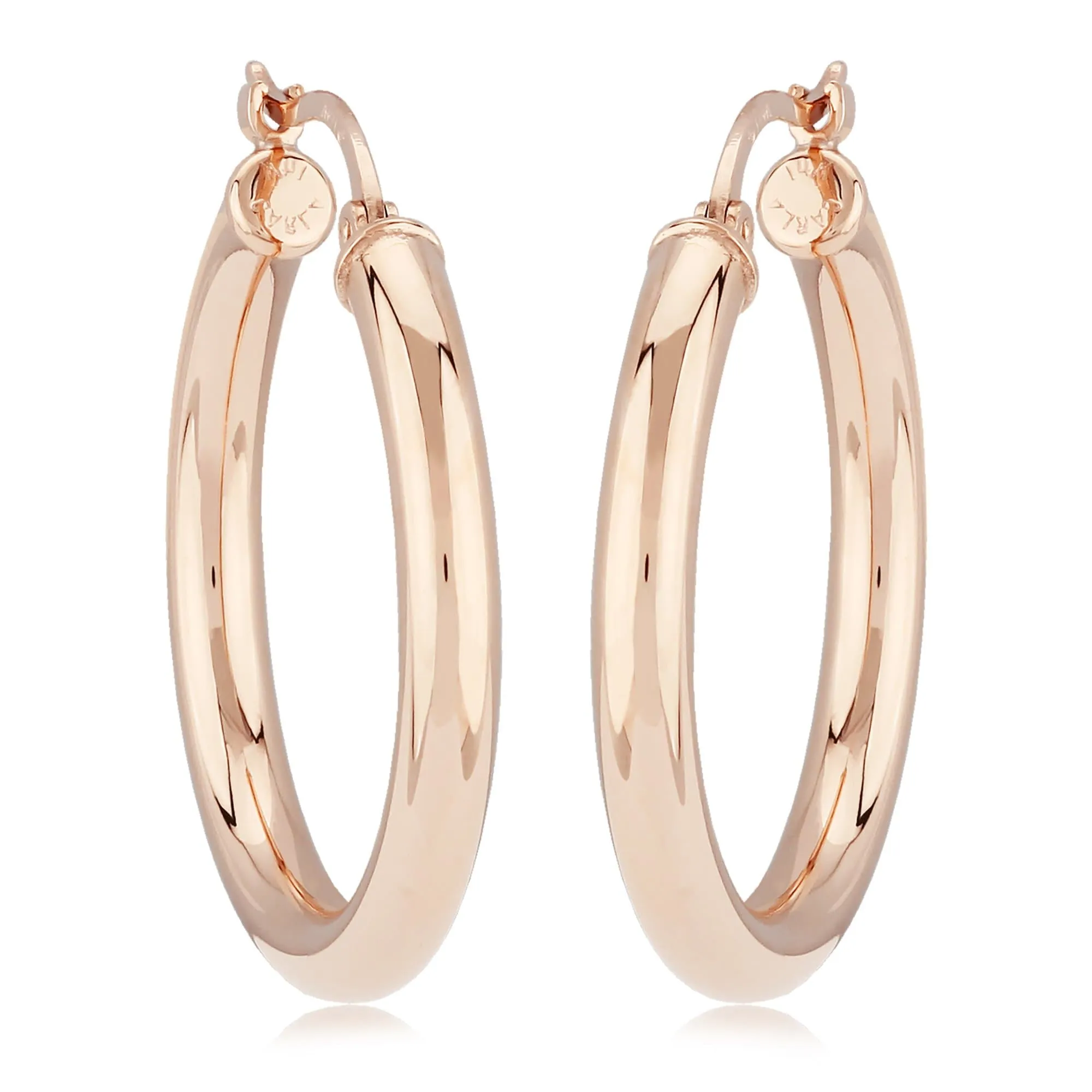14K Rose Gold 3X25mm S/D Hoop Earrings