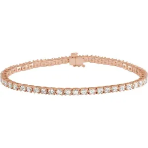 14K Rose Gold 4 CTW Natural Diamond Line 7 1/4" Bracelet