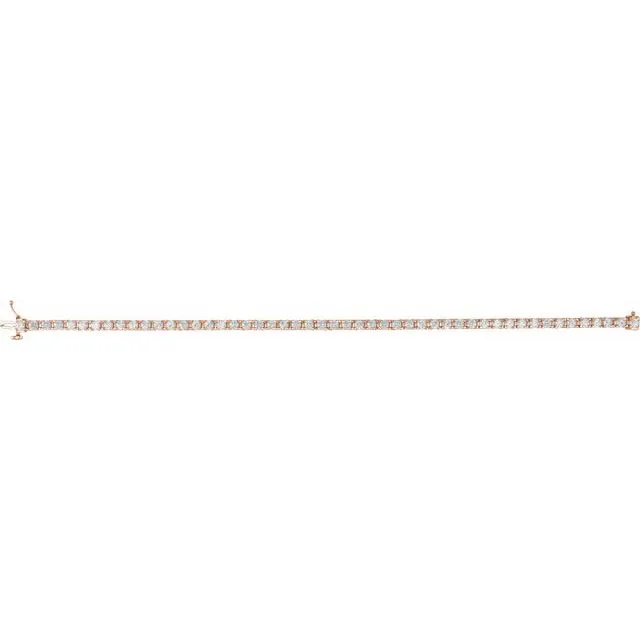14K Rose Gold 4 CTW Natural Diamond Line 7 1/4" Bracelet