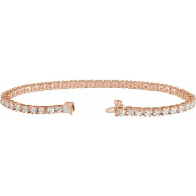 14K Rose Gold 4 CTW Natural Diamond Line 7 1/4" Bracelet