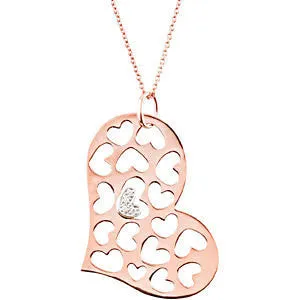 14k Rose Gold & White .08 CTW Diamond Heart Necklace