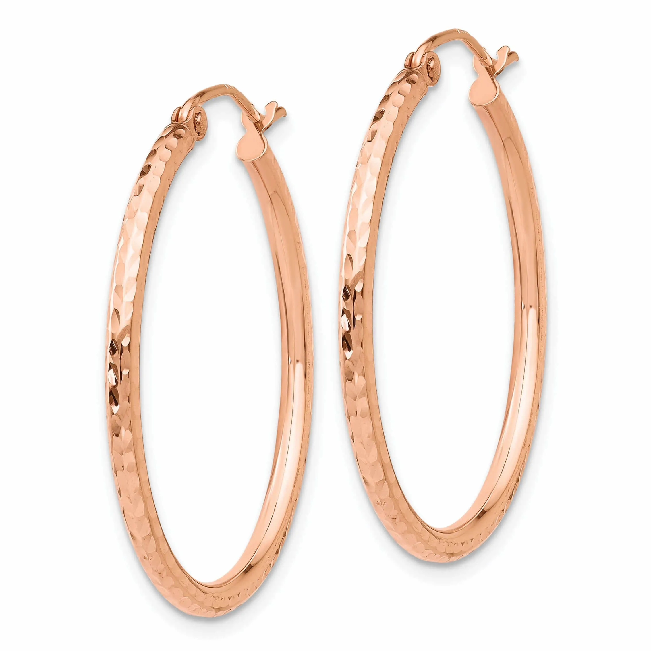 14k Rose Gold Gold D.C Polished Hoop Earrings