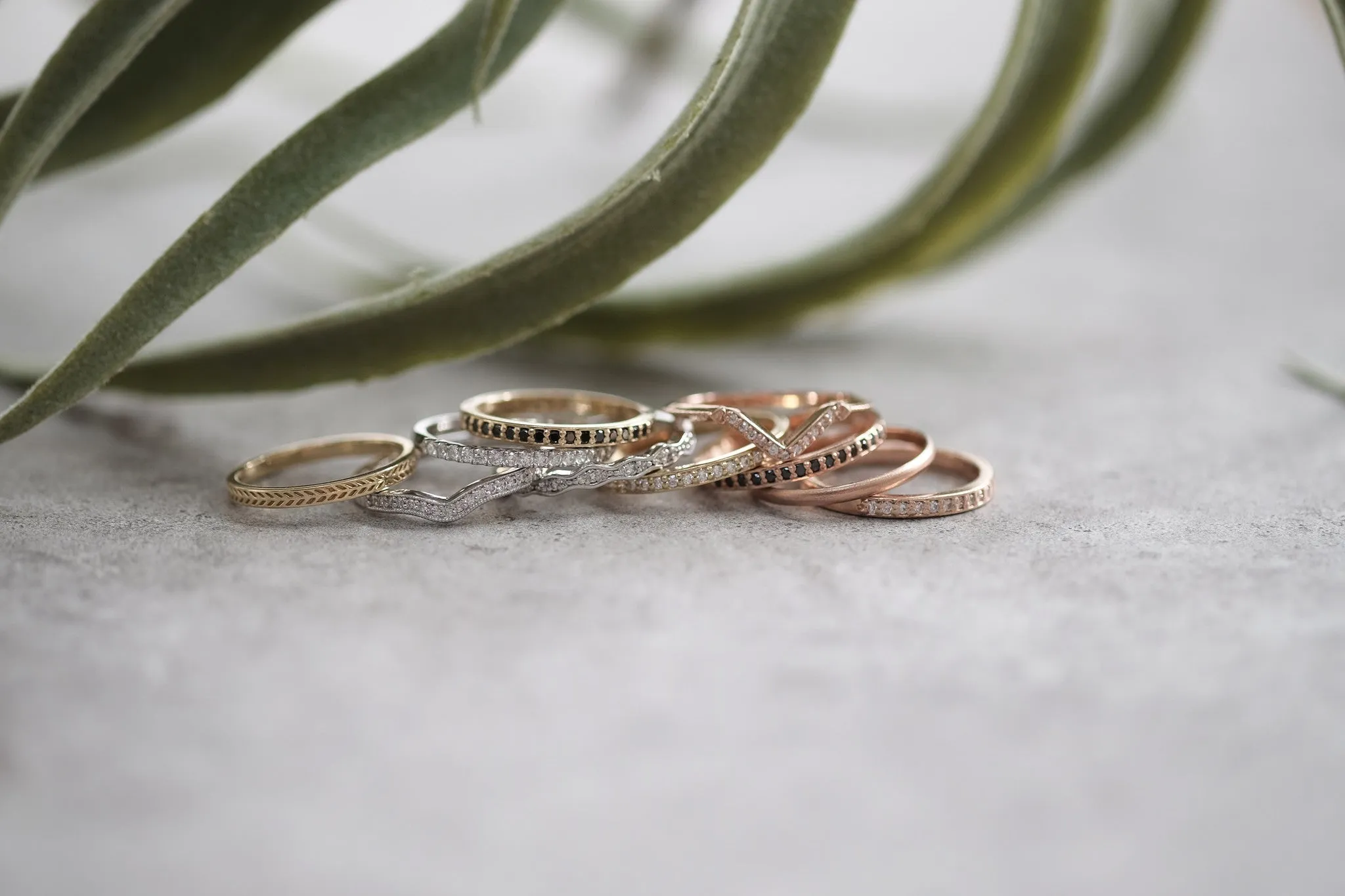 14k Rose Gold Half Eternity White Diamond Wedding Band, Half Round Style