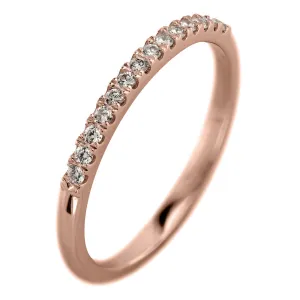 14k Rose Gold Half Eternity White Diamond Wedding Band, Half Round Style