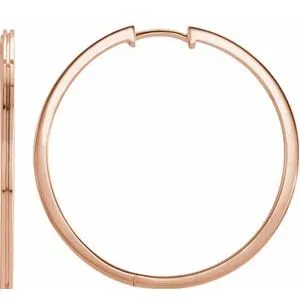 14K Rose Grooved 30 mm  Hoop Earrings