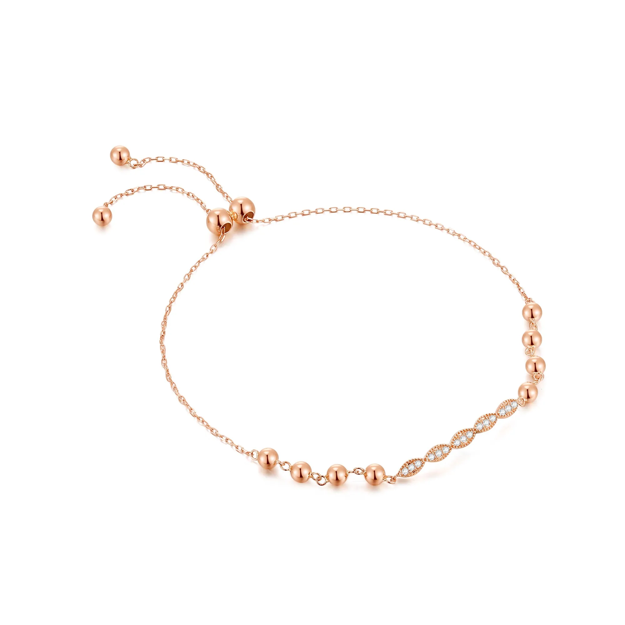 14K Solid Gold Bracelet Exclusively Handcrafted 0.065 Carat Natural Diamond (H-F Color, VS1-VS2 Clarity)