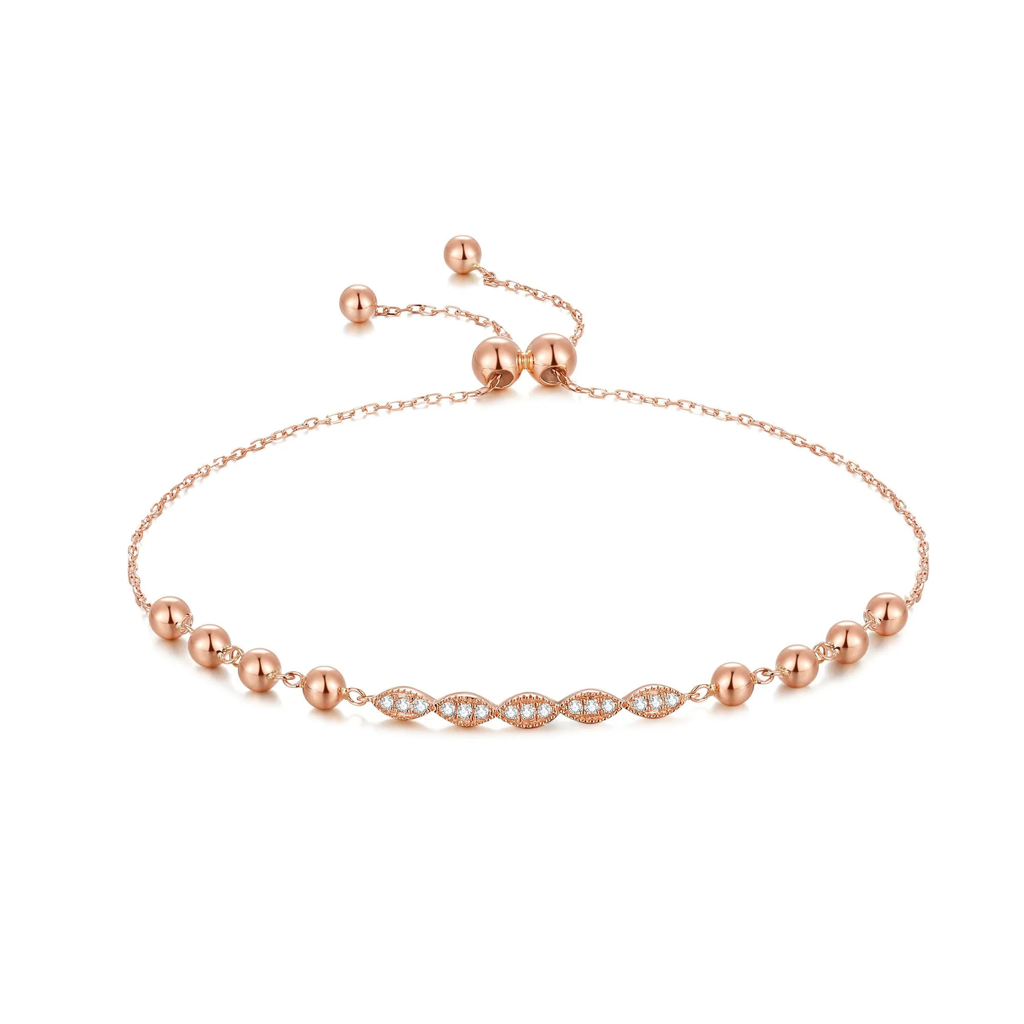 14K Solid Gold Bracelet Exclusively Handcrafted 0.065 Carat Natural Diamond (H-F Color, VS1-VS2 Clarity)