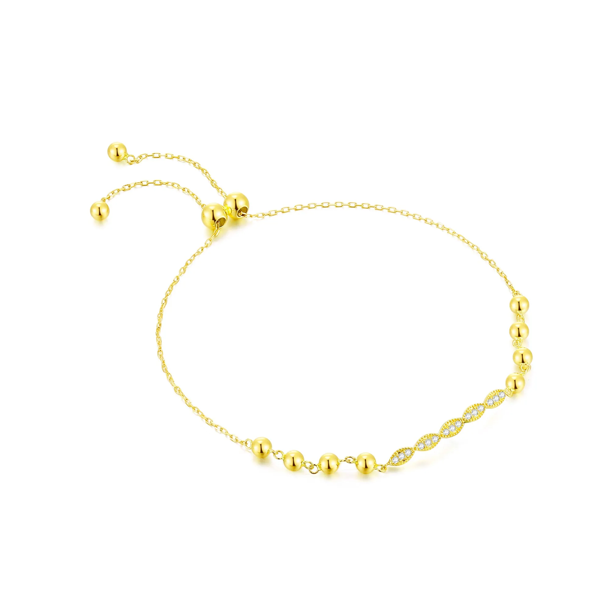 14K Solid Gold Bracelet Exclusively Handcrafted 0.065 Carat Natural Diamond (H-F Color, VS1-VS2 Clarity)