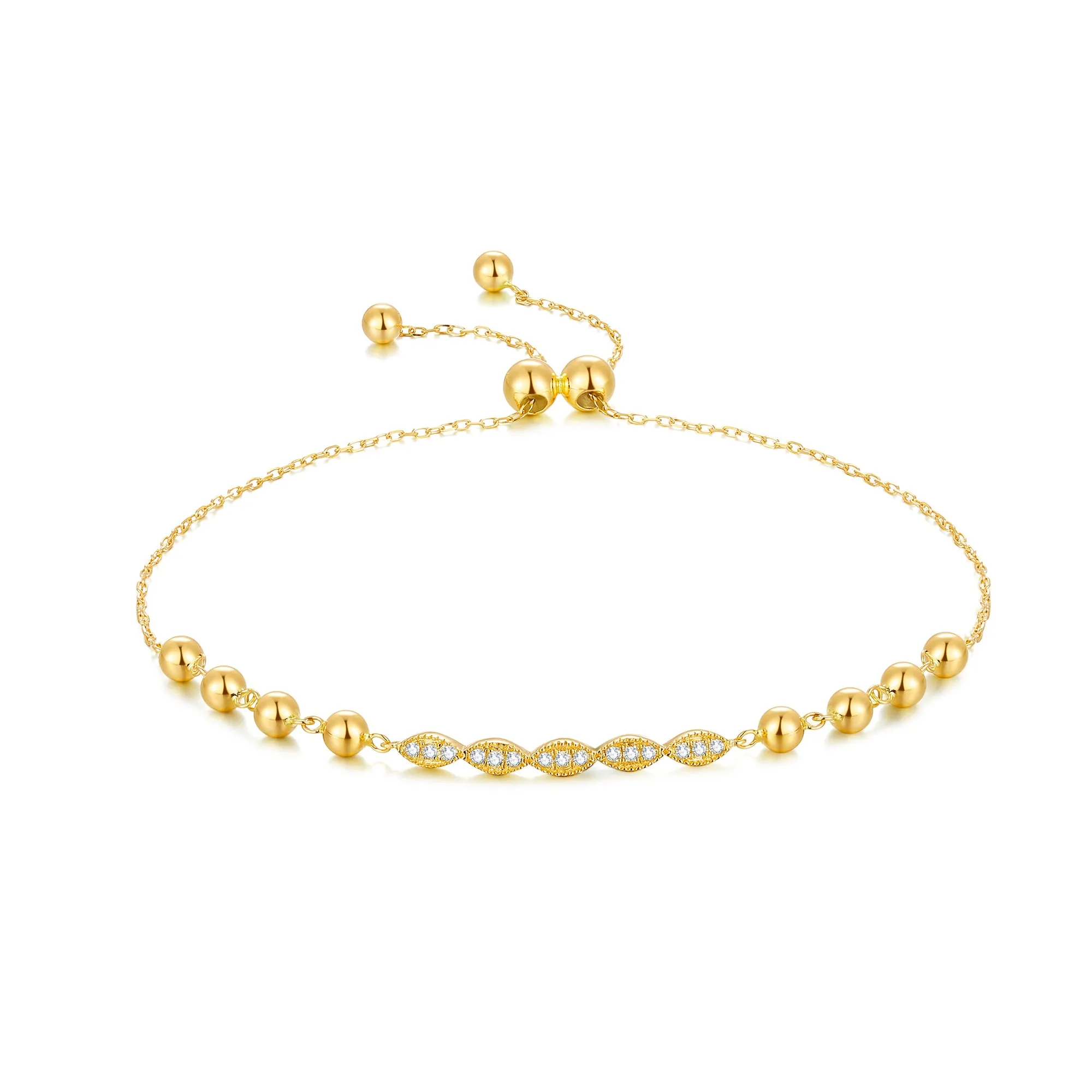 14K Solid Gold Bracelet Exclusively Handcrafted 0.065 Carat Natural Diamond (H-F Color, VS1-VS2 Clarity)