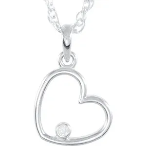 14K White .02 CTW Diamond Heart 18" Necklace