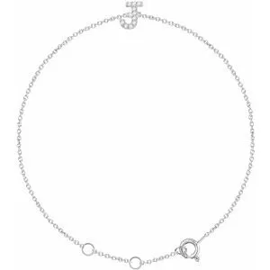14K White .05 CTW Diamond Initial J 6-7" Bracelet