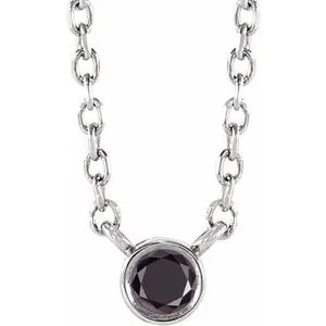 14K White .06 CT Natural Black Diamond 16-18" Necklace