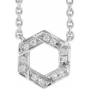 14K White .06 CTW Diamond Geometric 16-18" Necklace
