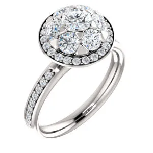 14K White 1 1/3 CTW Diamond Engagement Ring