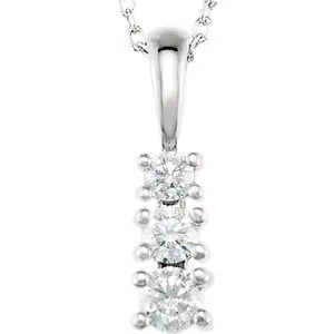 14K White 1/3 CTW Diamond 3-Stone 18" Necklace