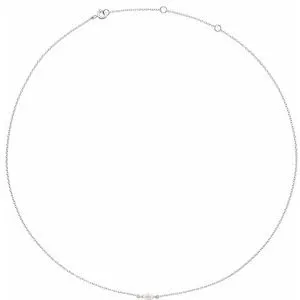 14K White 1/4 CT Lab-Grown Diamond 16-18" Necklace